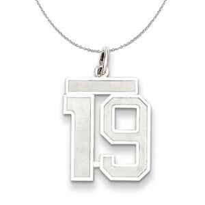 Sterling Silver, Jersey Collection, Medium Number 19 Necklace - 24 In